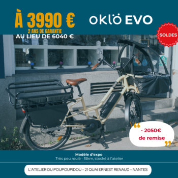 Vélo Cargo longtail électrique Evo - Oklö - MODELE EXPO couleur sable