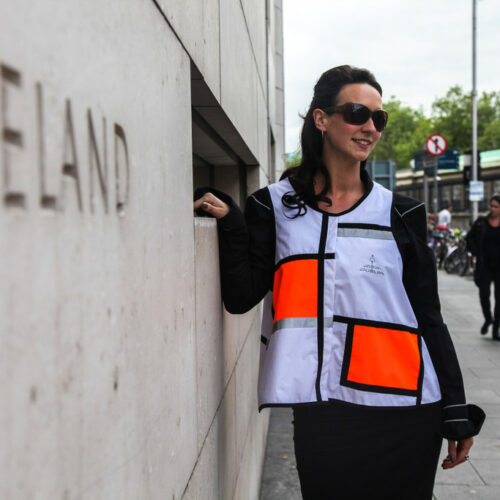 Joli Gilet fluo Mondrian orange et orange - Georgia In Dublin