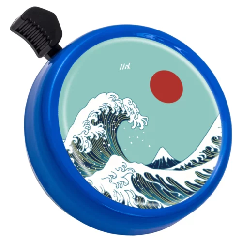 Sonnette de vélo Liix grand format motif Kanagawa bleu