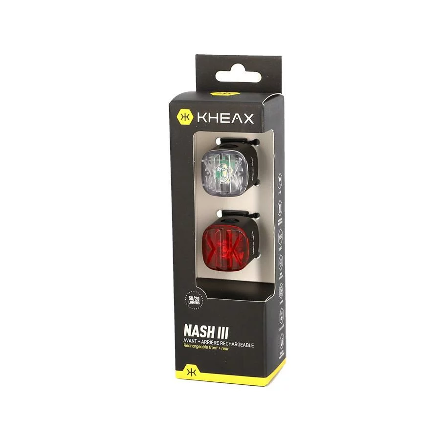 Emballage du kit d'éclairage vélo Kheax Nash III